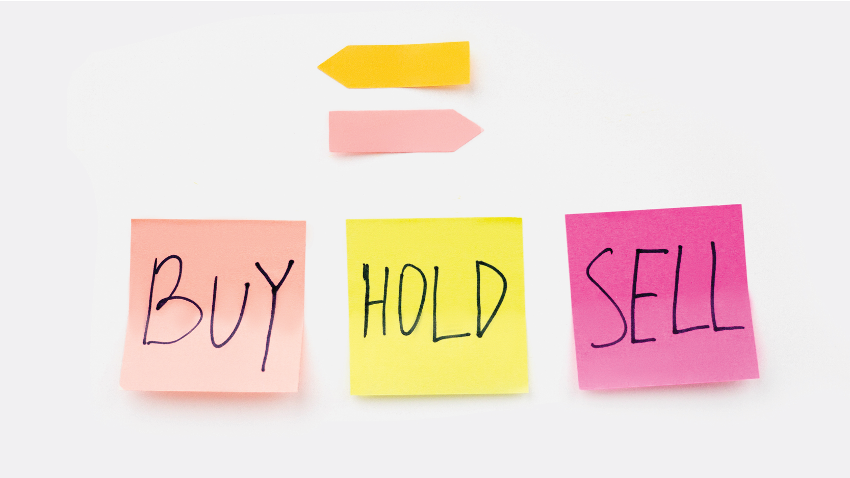 Buy hold or sell post it notes